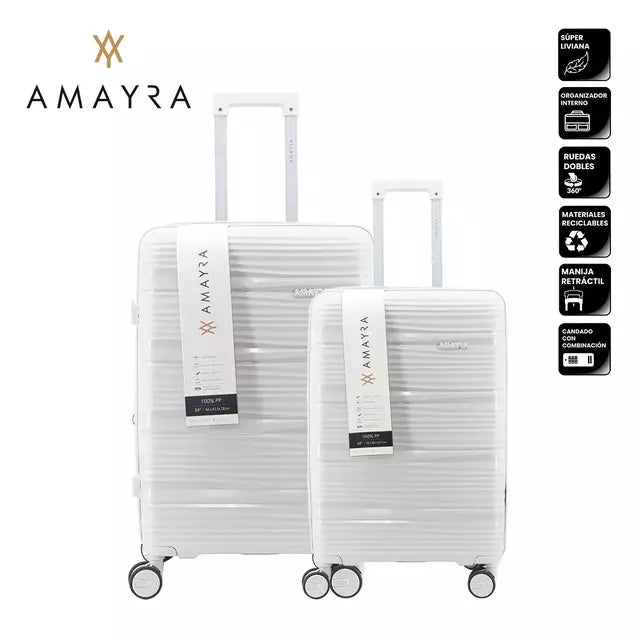 Set Valijas X2 Amayra Mediana Y Chica Viaje Candado Tsa