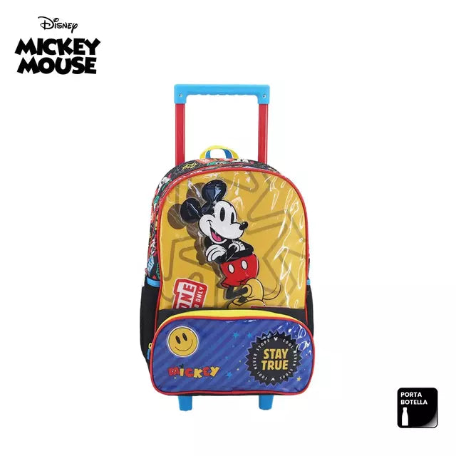 Mochila con carro disney mickey 16" colores alegres