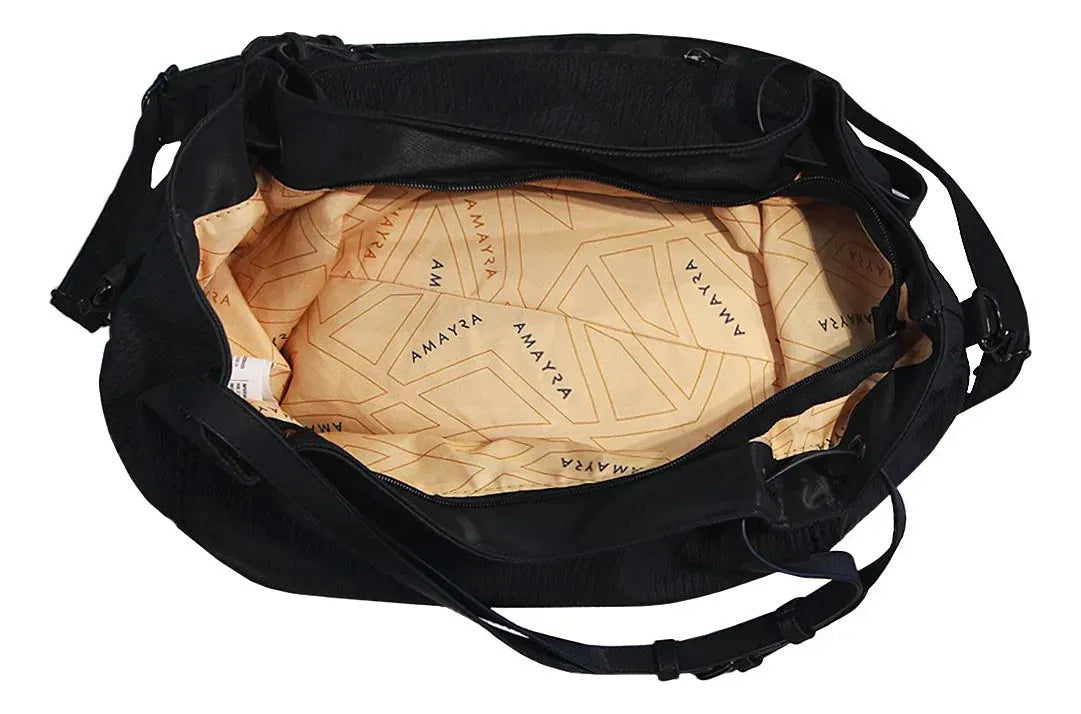 Bolso Cartera Grande Mujer Amayra Universitaria Urbana Tote Acabado De Los Herrajes Color Negro Color Negro Correa De Hombro A Tono Diseño De La Tela Engomada Con Diseño Textutado