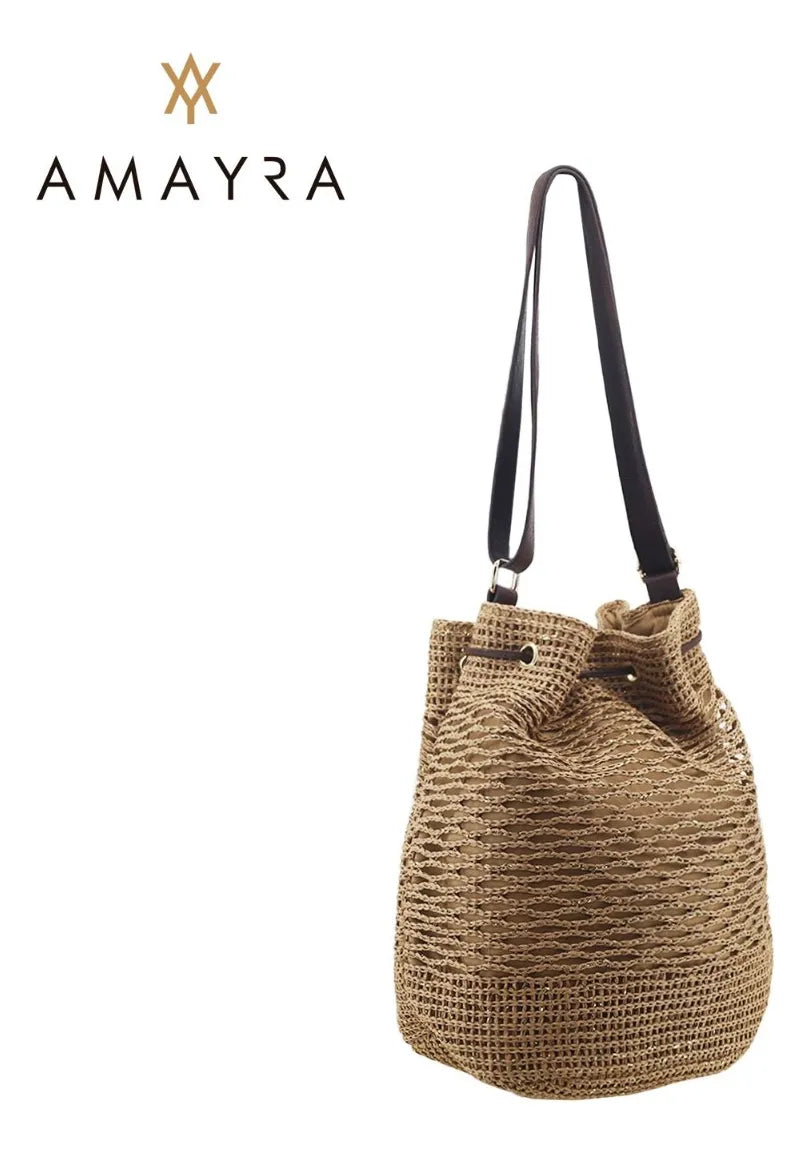 Cartera Mujer Bolso Amayra Estilo Bucket Playa Verano Moda Beige