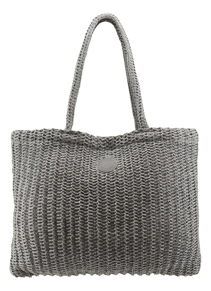 Cartera Mujer Bolso Amayra Tote Bag Playero Rafia Verano Color Gris