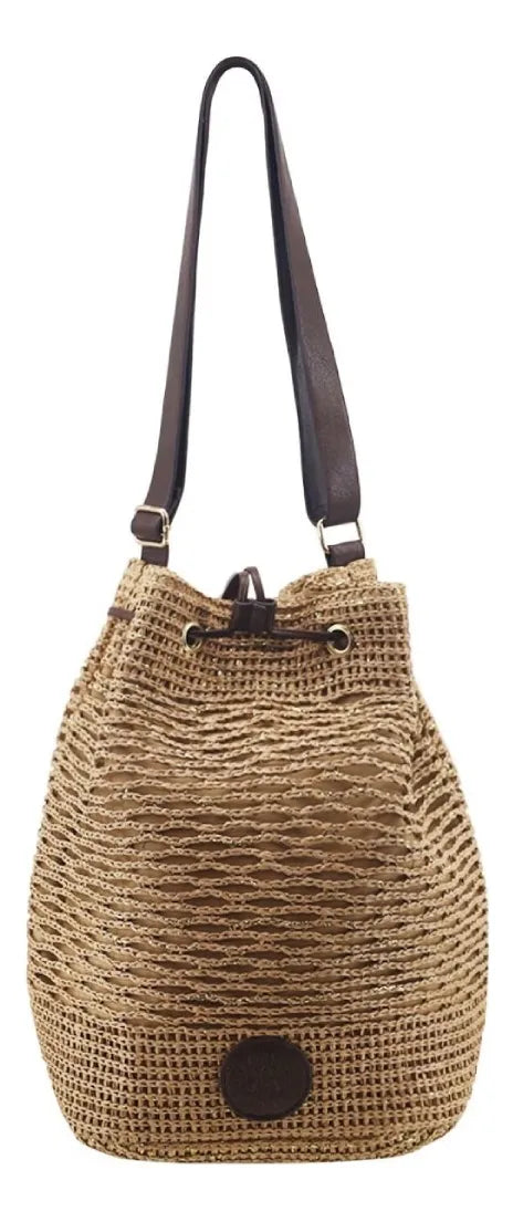 Cartera Mujer Bolso Amayra Estilo Bucket Playa Verano Moda Beige