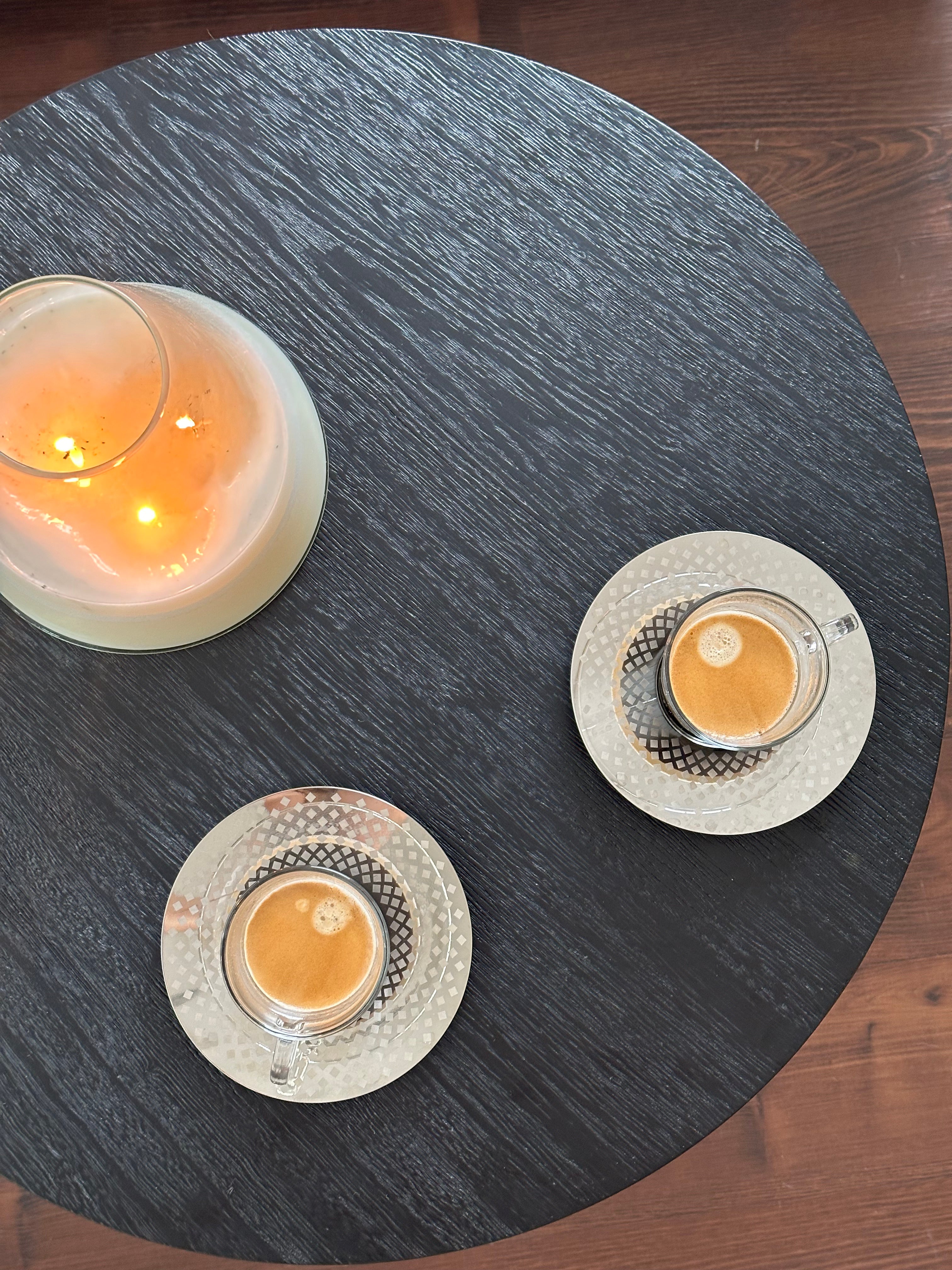 Mesas Ratonas Madera Laqueada Vetas Diseño Estilo Moderno