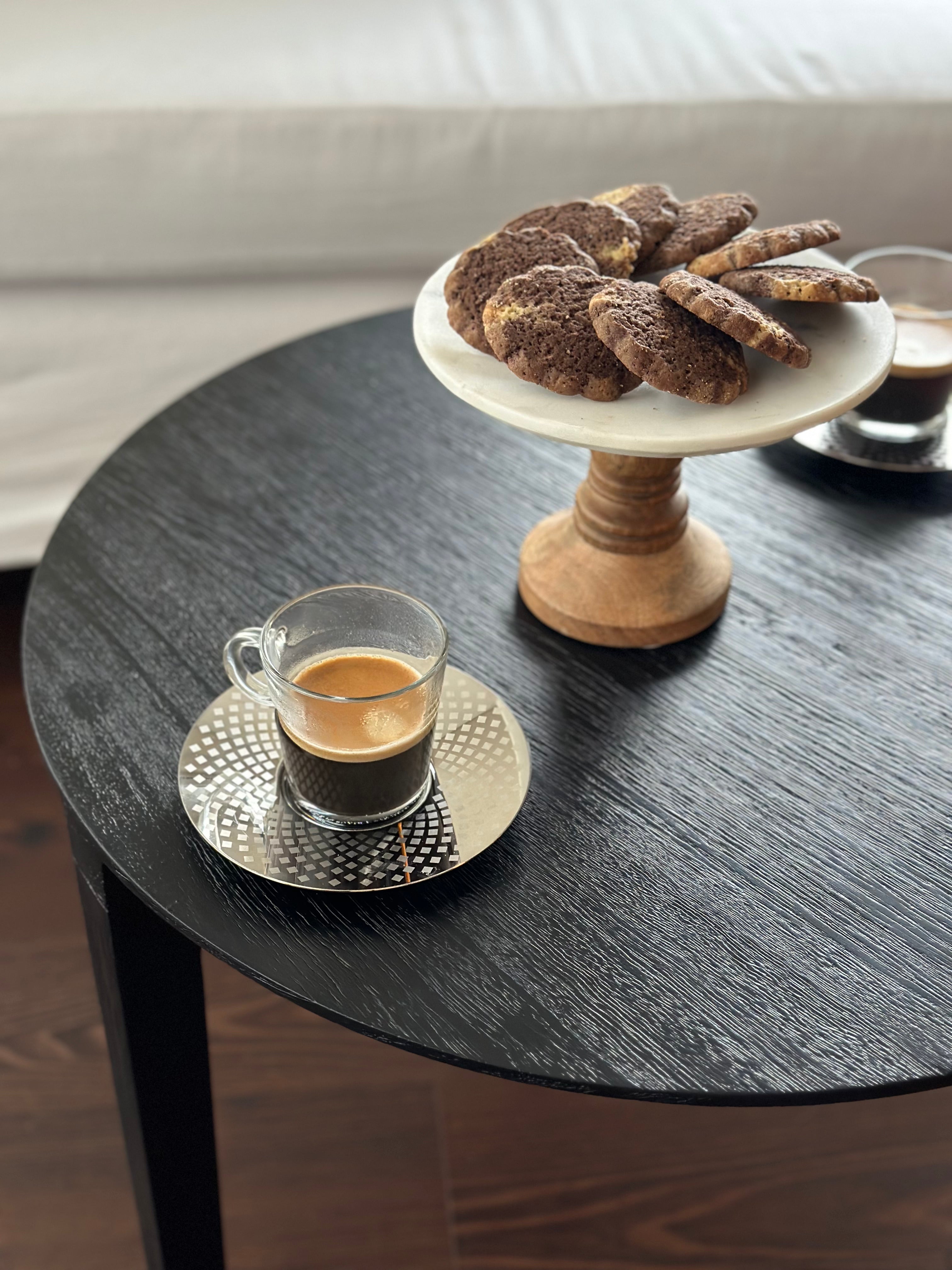 Mesas Ratonas Madera Laqueada Vetas Diseño Estilo Moderno