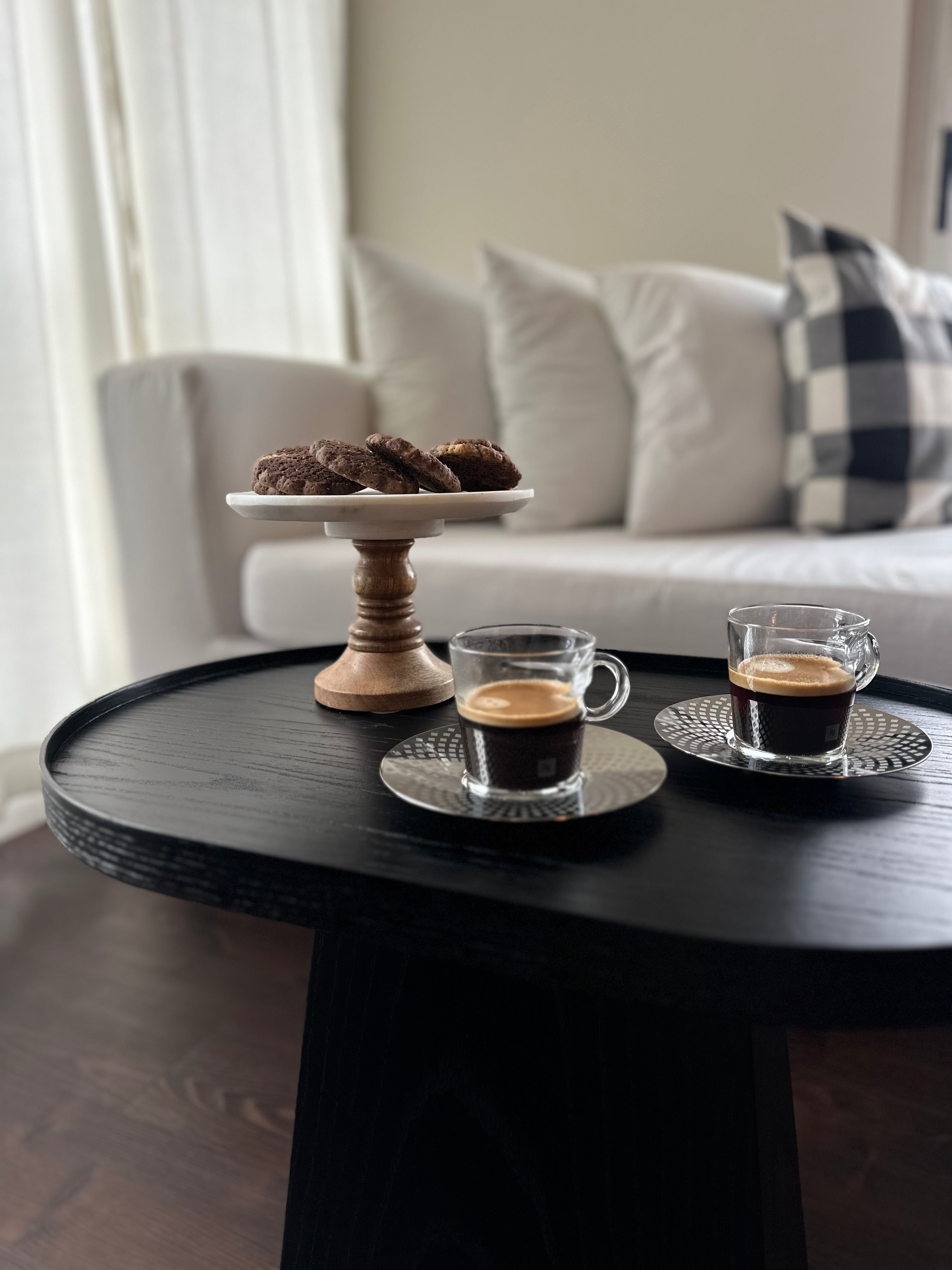 Mesas Ratonas Madera Laqueada Vetas Diseño Estilo Moderno