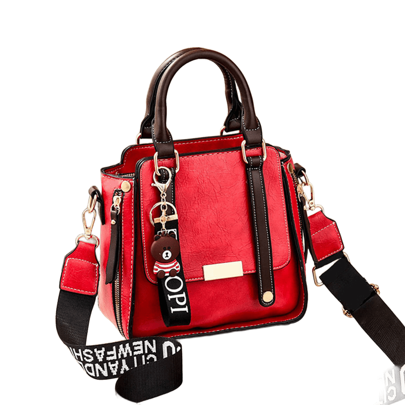 Cartera Bandolera Teddy Importada Ecocuero Colgante Oso Moda