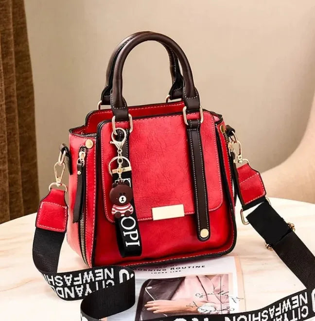 Cartera Mujer Bandolera Teddy Retro Ecocuero Colgante Moda Roja