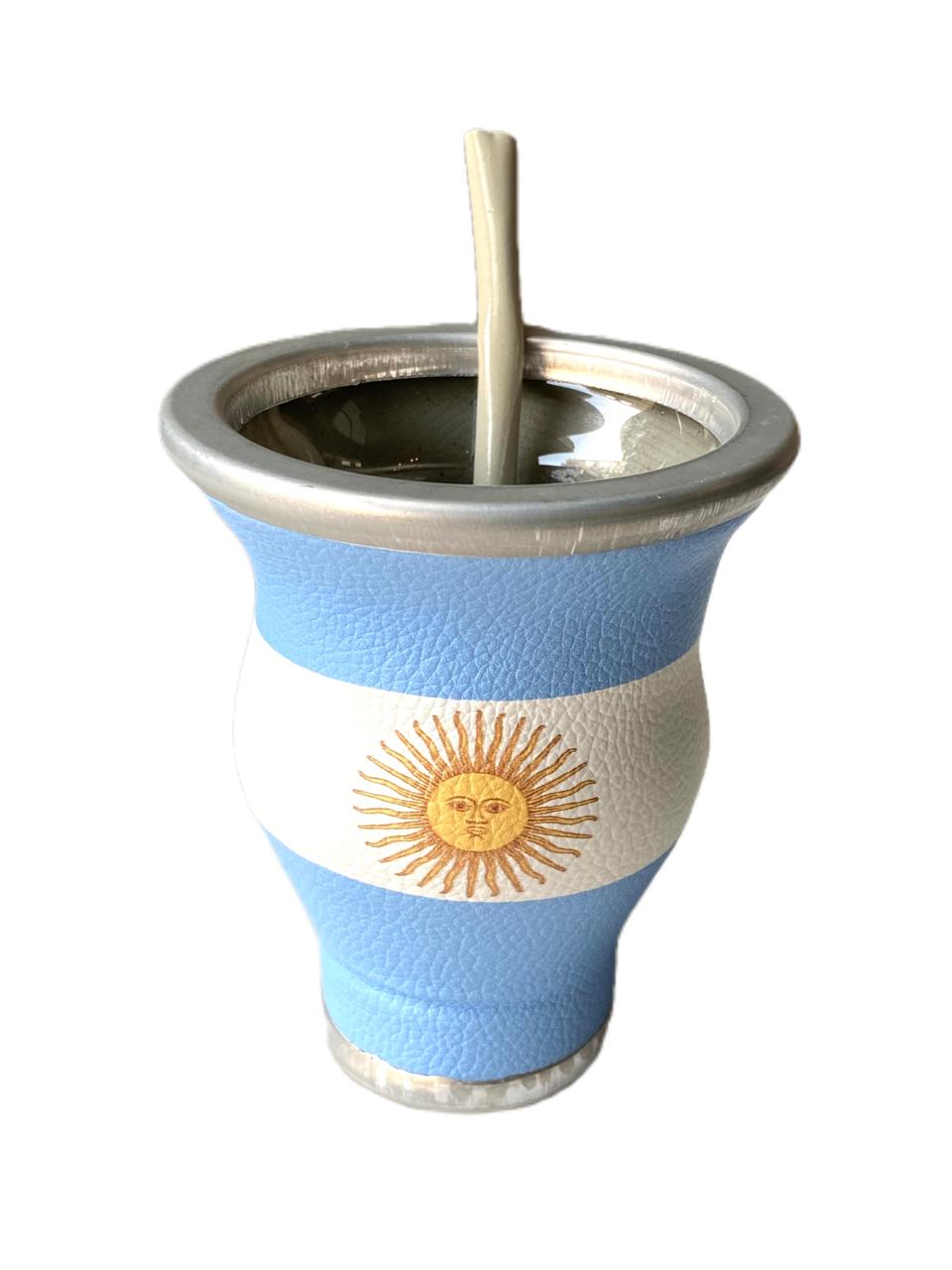 Mate Vidrio bandera Argentina edicion especial con bombilla