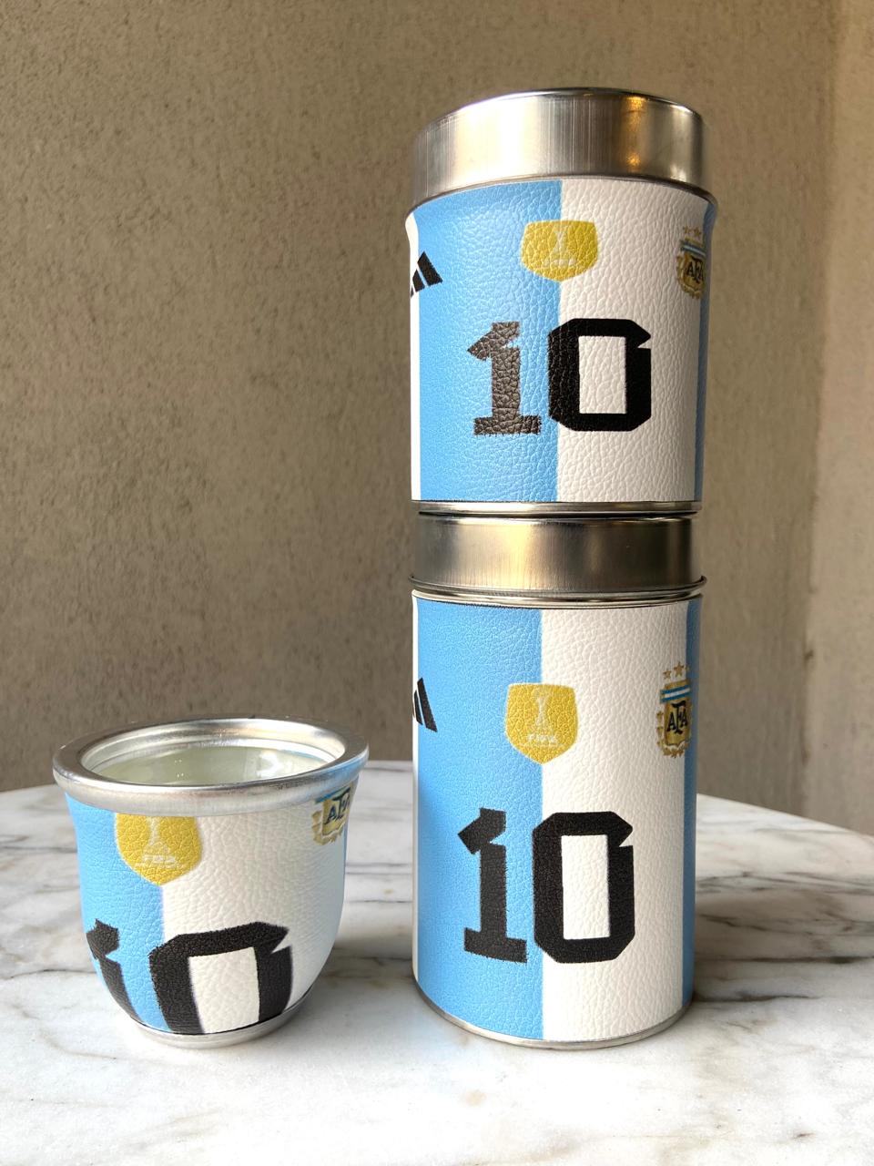 Juego de mate argentino con diseño camiseta N°10
