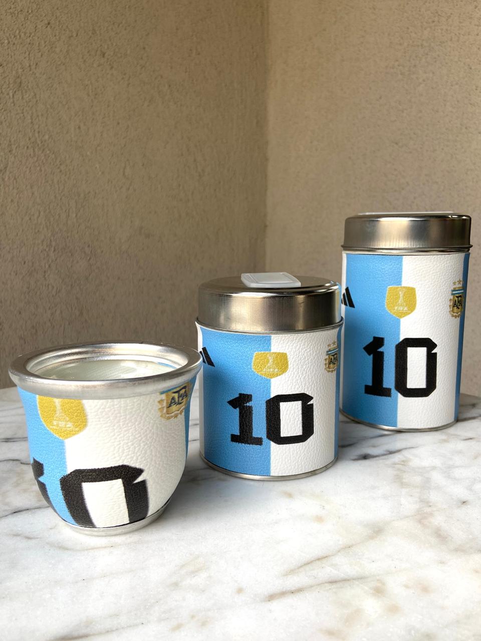 Juego de mate argentino con diseño camiseta N°10