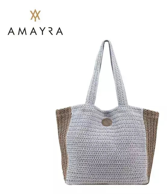 Cartera Mujer Bolso Playero Rafia combinados Amayra Espacioso Verano