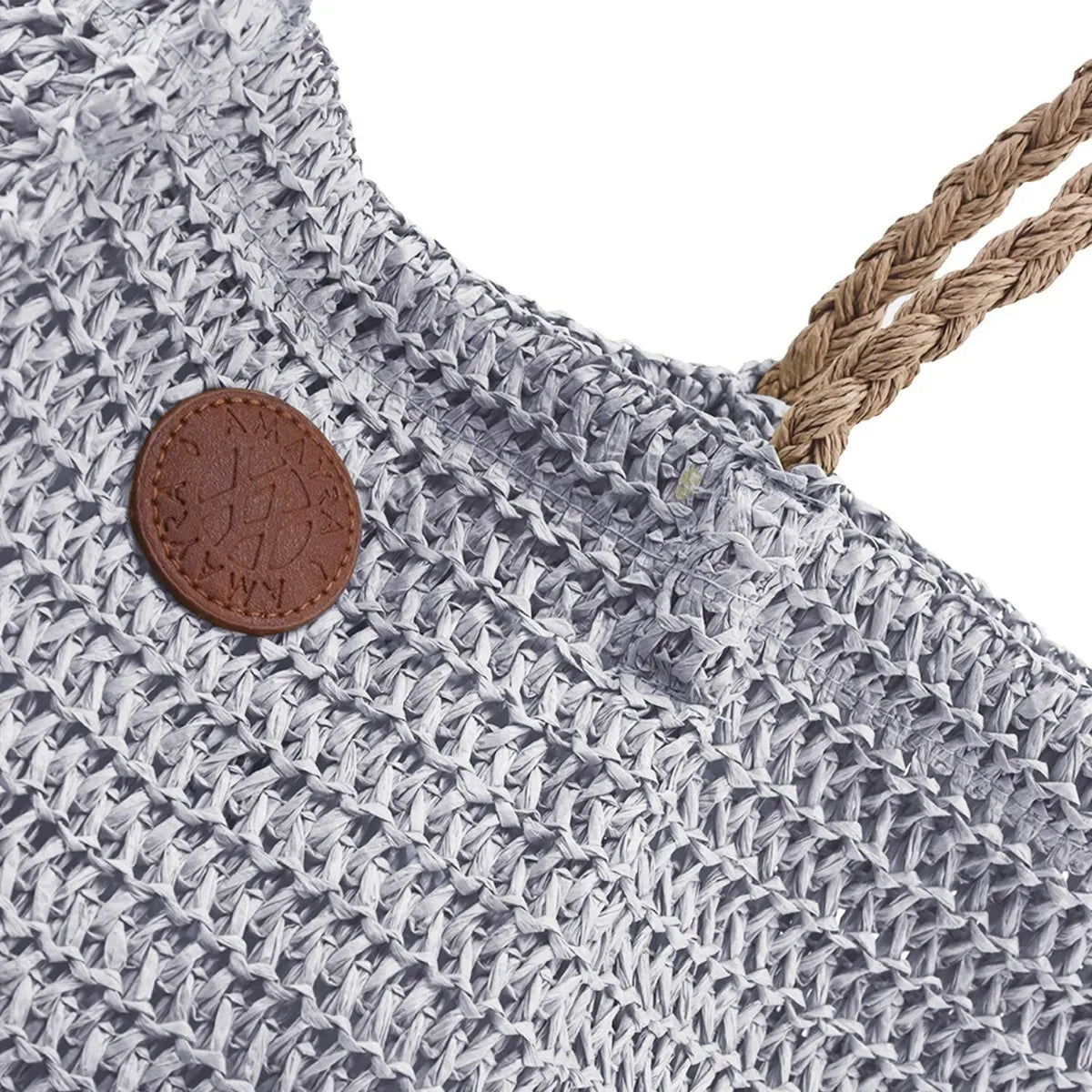 Cartera Mujer Bolso Playero De Rafia Amayra Combinados Moda Azul Claro Con Marron