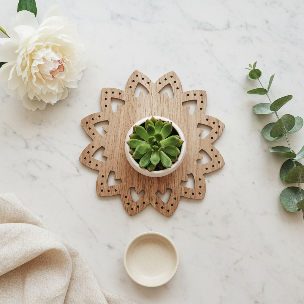 Bandeja decorativa estilo chic — Diseño flor calado decoración