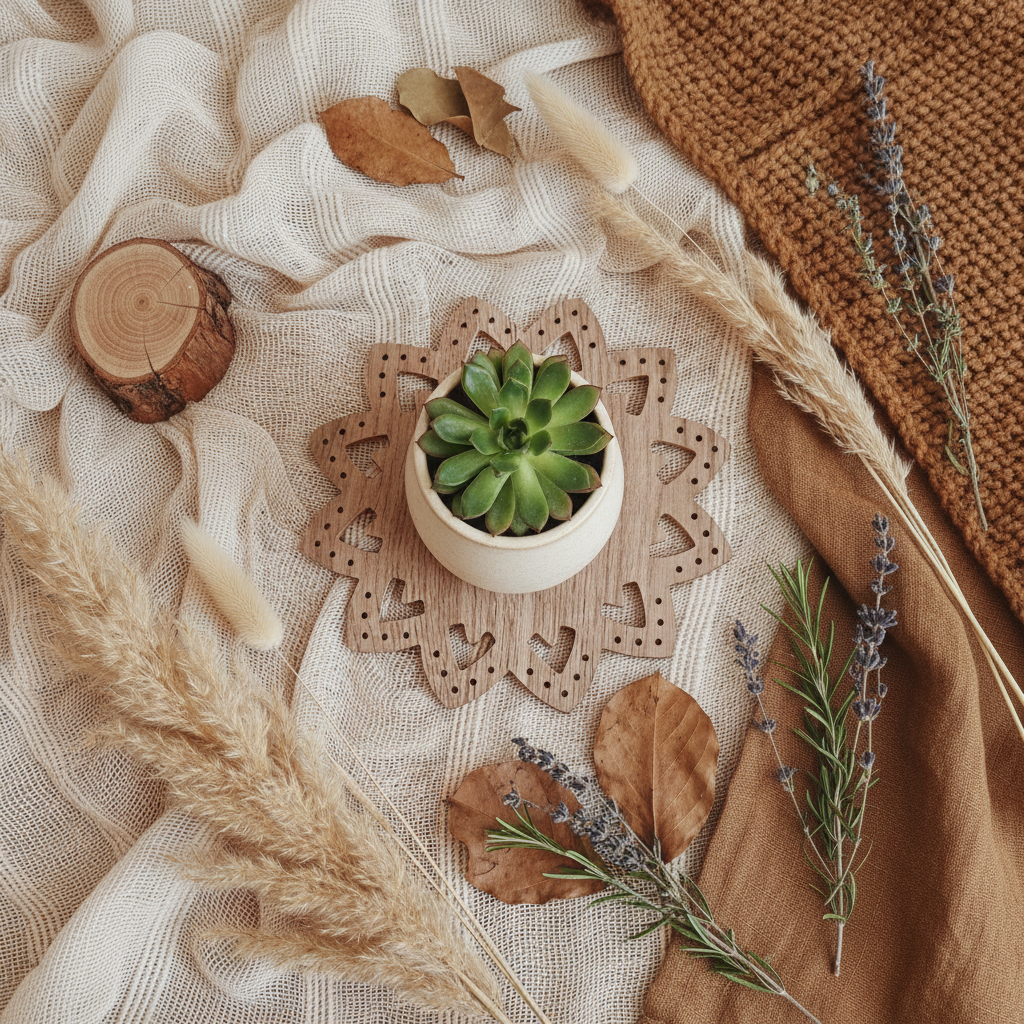 Bandeja decorativa estilo chic — Diseño flor calado decoración