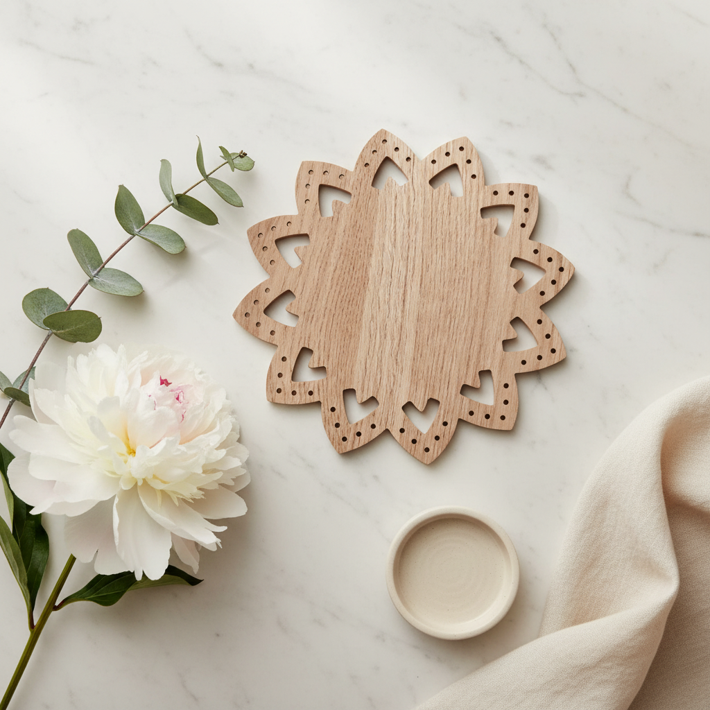 Bandeja decorativa estilo chic — Diseño flor calado decoración