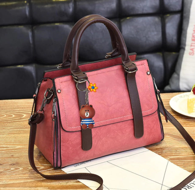 Cartera Bandolera Big Teddy Importada Ecocuero Colgante Oso