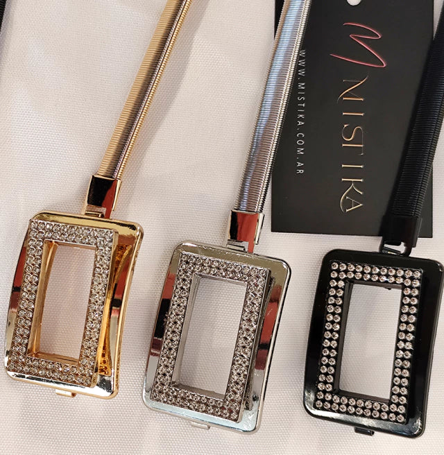 Cinto Caderin Elastizado Metalizados con Strass Varios Diseños