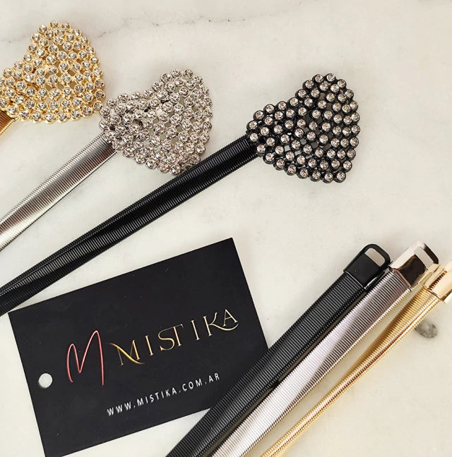 Cinto Caderin Elastizado Metalizados con Strass Varios Diseños