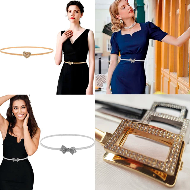 Cinto Caderin Elastizado Metalizados con Strass Varios Diseños