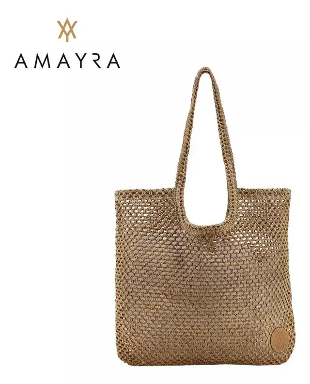 Cartera Mujer Bolso Playero De Rafia Amayra Combinados Moda
