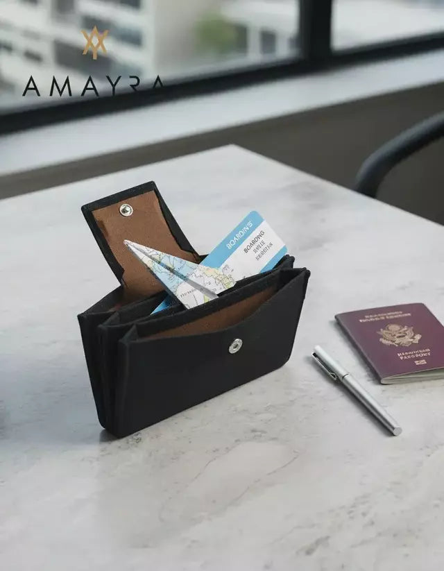 Tarjetero Mujer Con Botón Amayra Billetera Combinado Moda