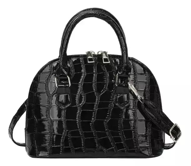 Cartera Mujer Bandolera Importada Croco Charol Ovalada Tortu