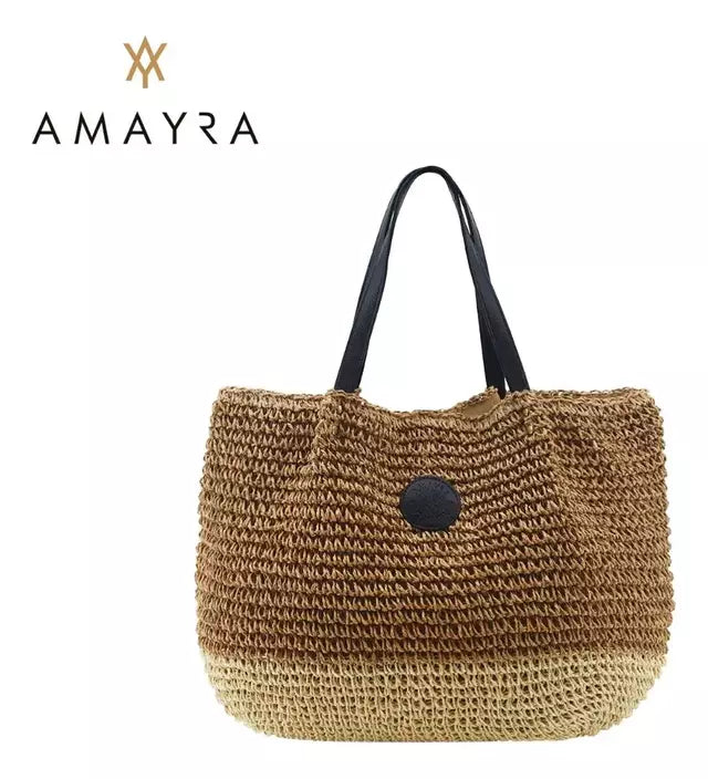 Cartera Mujer Bolso Amayra Tejido Bicolor Resistente Verano