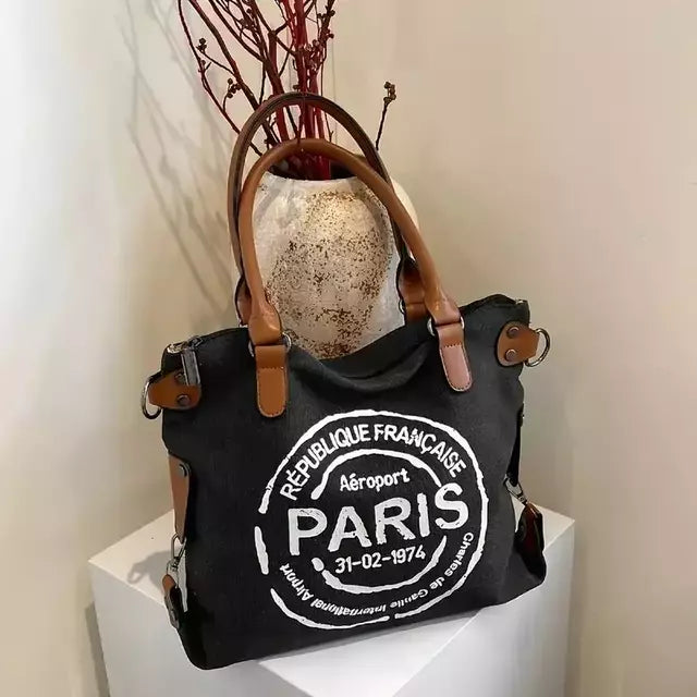 Cartera Mujer Bolso Tote Paris Diseño Estampa Universitario
