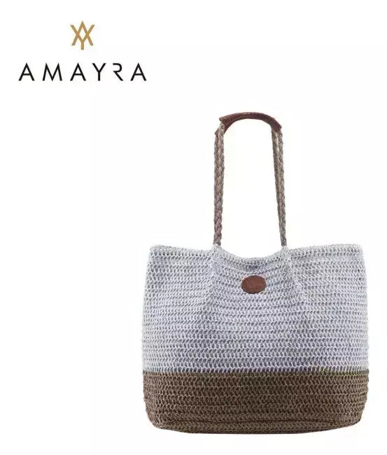 Cartera Mujer Bolso Playero Rafia combinados Amayra Espacioso Verano