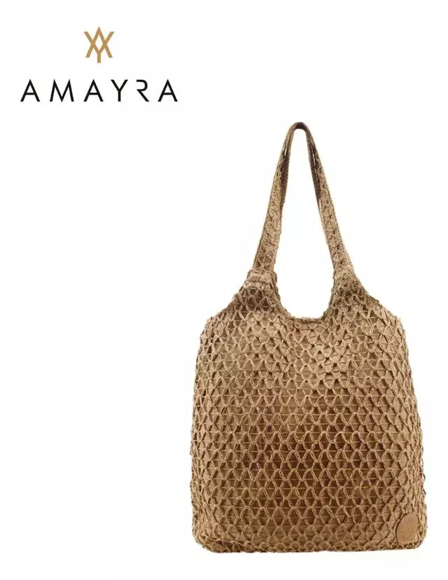 Cartera Mujer Bolso Amayra Rafia Calado Amplio Práctico Moda