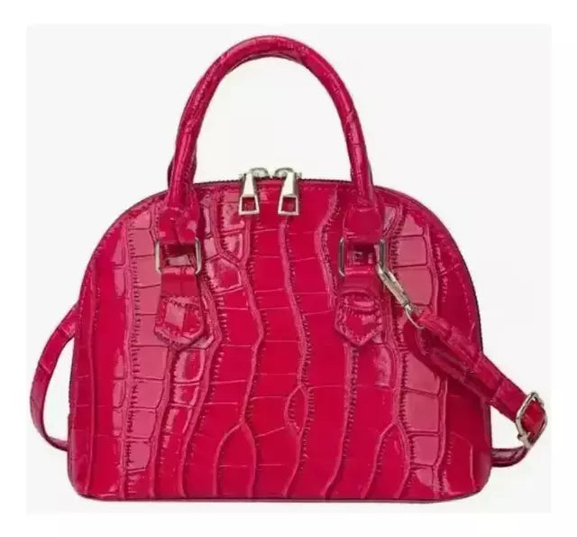 Cartera Mujer Bandolera Importada Croco Charol Ovalada Tortu