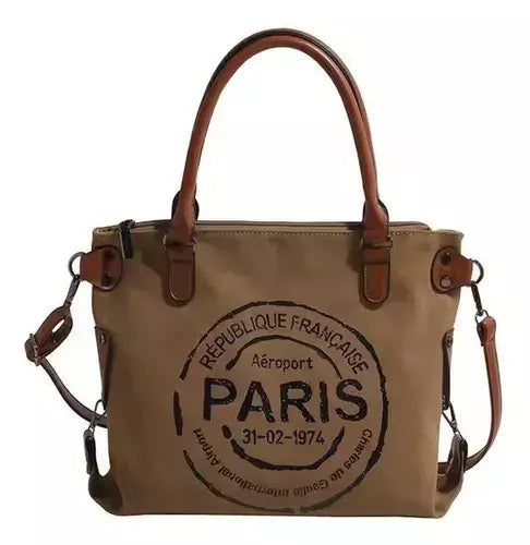 Cartera Mujer Bolso Tote Paris Diseño Estampa Universitario