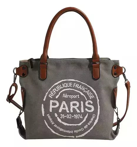 Cartera Mujer Bolso Tote Paris Diseño Estampa Universitario