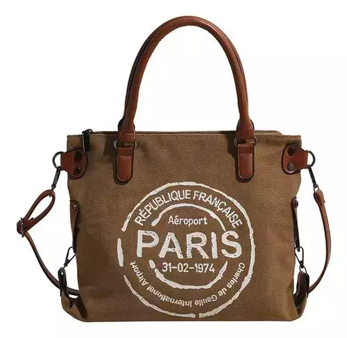 Cartera Mujer Bolso Tote Paris Diseño Estampa Universitario