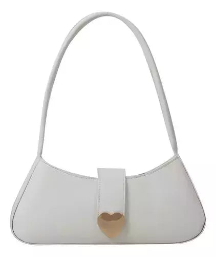 Cartera Mujer Herraje Corazón Plateado Mini Bag Ecocuero