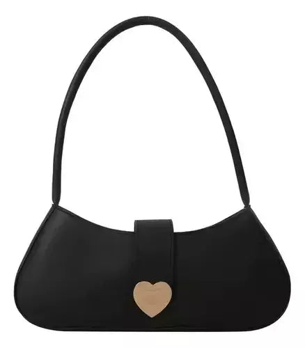 Cartera Mujer Herraje Corazón Plateado Mini Bag Ecocuero