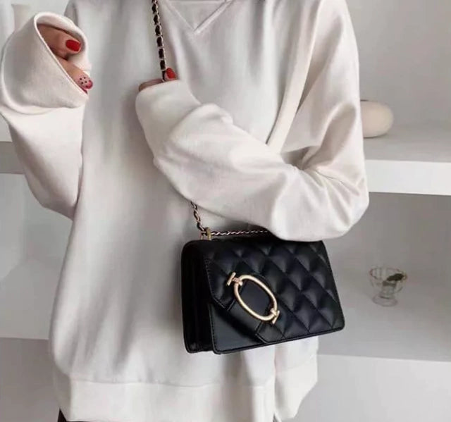 Cartera Mini Bags Rígida Cadena Herraje Dorados