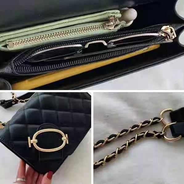 Cartera Mini Bags Rígida Cadena Herraje Dorados