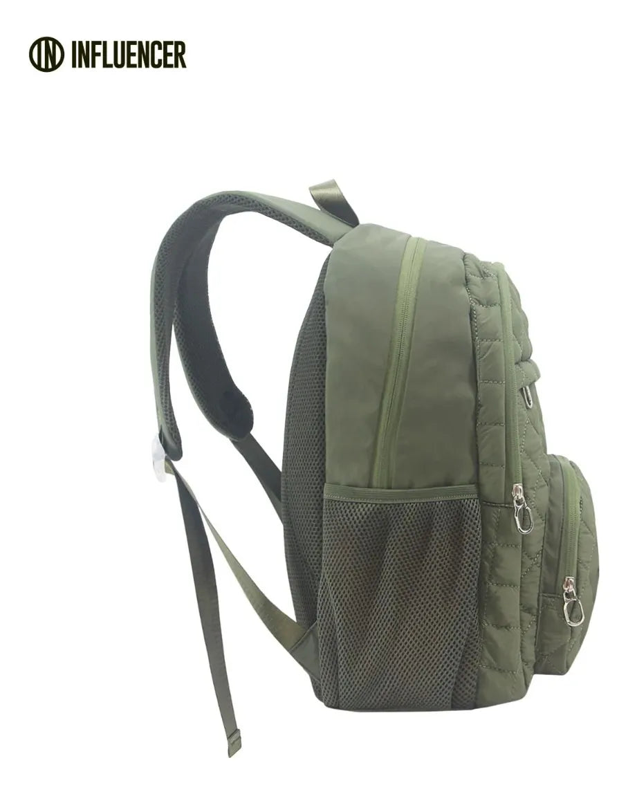 Mochilas Portanotebook  Influencer con Cierre y Enganche Antirobo Urbanas Verde MatelassÃ©