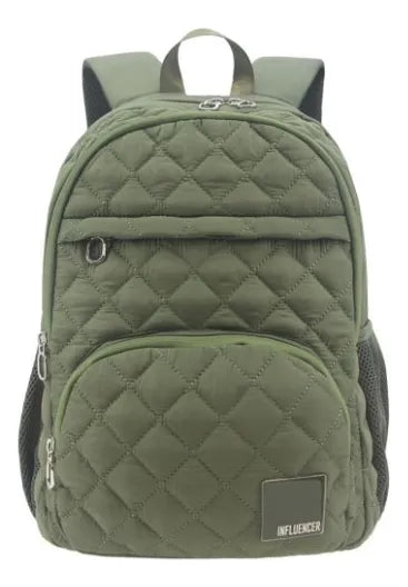 Mochilas Portanotebook  Influencer con Cierre y Enganche Antirobo Urbanas Verde MatelassÃ©