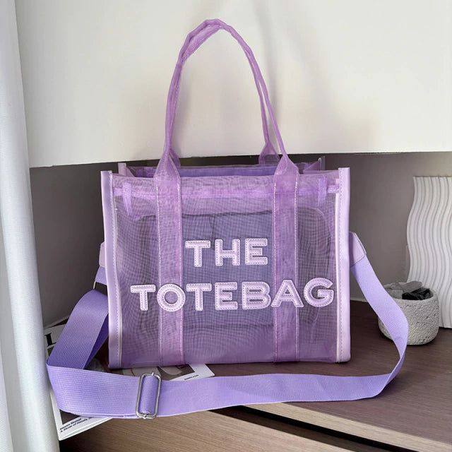 Cartera Mujer Bolso Totebag Nylon Transparente Miami Playa