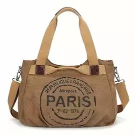 Cartera Mujer Bolso Tote Paris 2 Diseño Estampa Universitario