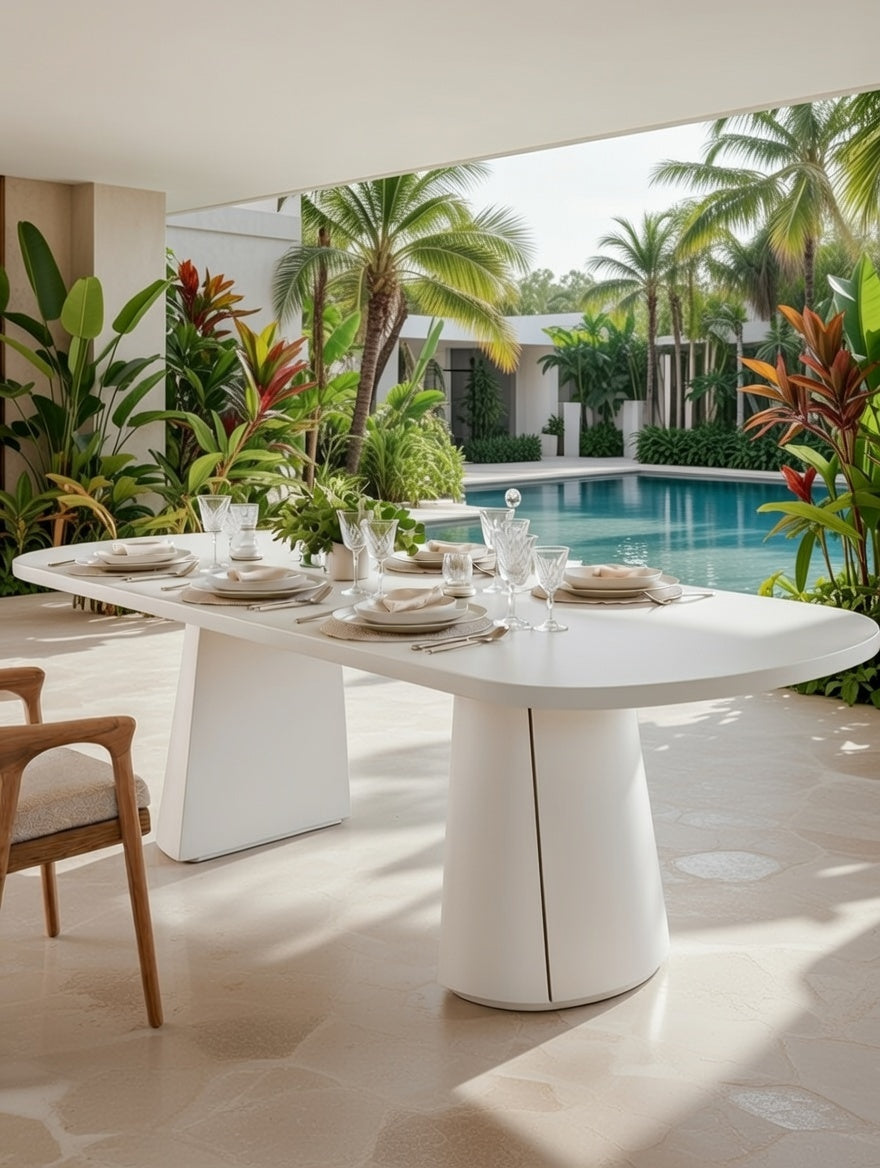 Mesa de comedor blanca Nórdica, diseño Escandinavo Minimalista