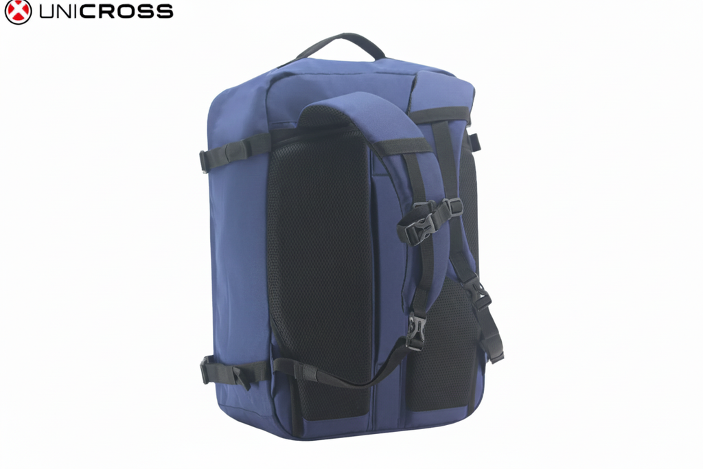Vista trasera mochila Unicross azul más vibrante