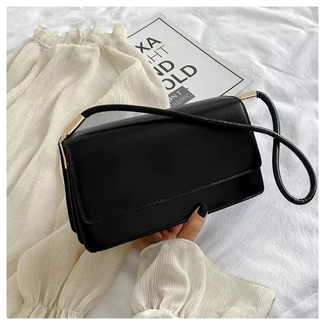 Cartera Mujer Minibag Lisa Solapa Hombro Herrajes Plata Cala