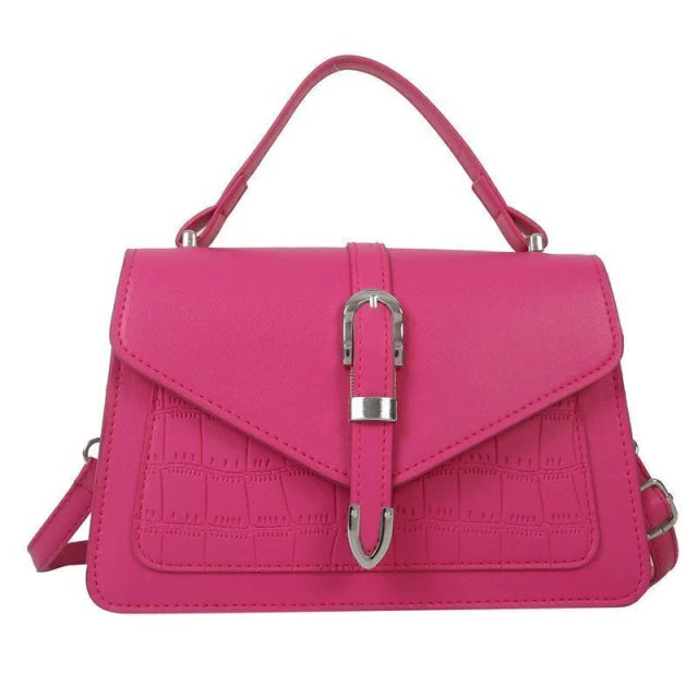 Cartera Importada Mujer Milán Croco Herrajes Plateados Noche