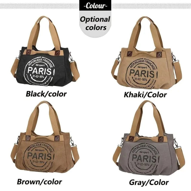 Cartera Mujer Bolso Tote Paris 2 Diseño Estampa Universitario