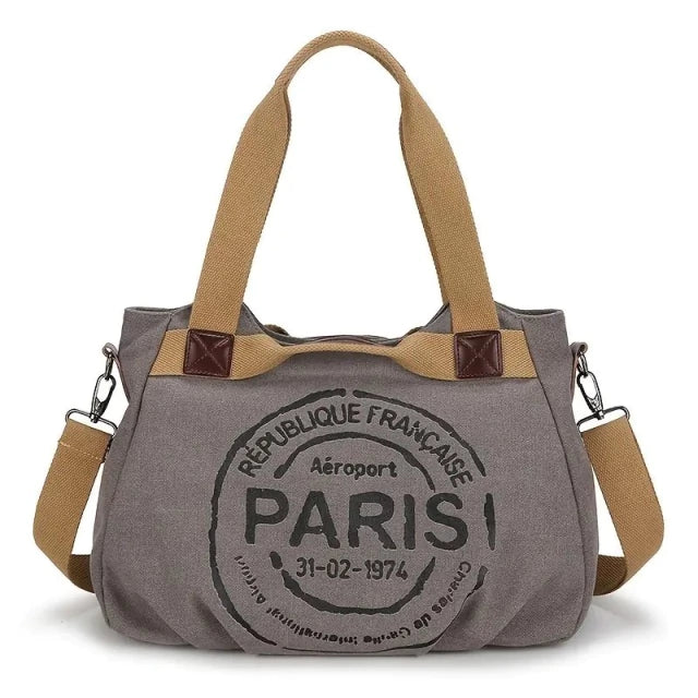 Cartera Mujer Bolso Tote Paris 2 Diseño Estampa Universitario