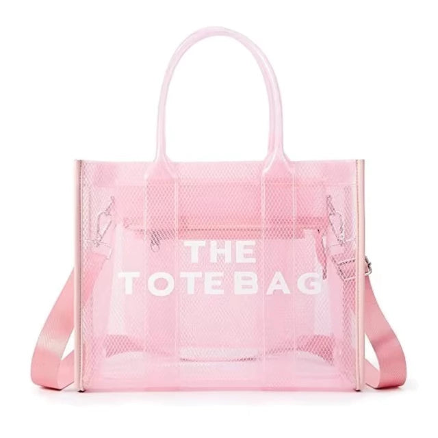 Cartera Mujer Bolso Totebag Nylon Transparente Miami Playa